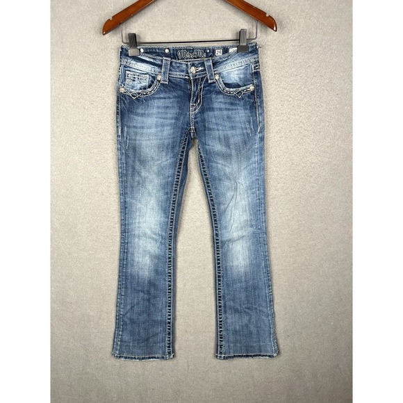Miss Me Denim - Miss Me Jeans Women's Size 25 Medium Blue Wash Bootcut Rhinestone Pocket‎